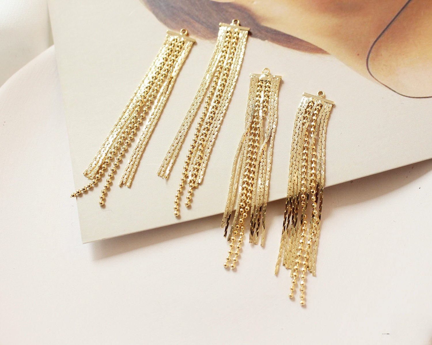 4PCS. 18k Real Gold Plated Tassel Charm Long Metal Tassels Etsy Australia