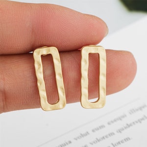 10PC Matt Gold Plated Rectangle Earring Rectangle Stud Statement Metal Earrings Earring Accessories Designer Jewelry Making