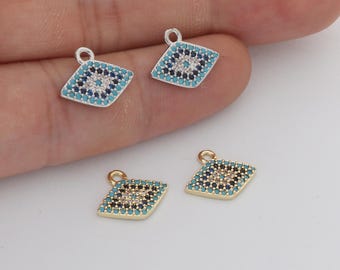 6pcs Real 18K Gold Plated Evil Eye Charm ,Blue Evil Eye,Bracelets Finding,Trendy Charm,Gold Initial Charm