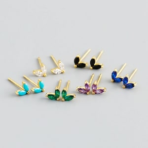 2pcs Sterling Silver Tiny Birthstone Stud Earrings, 2mm Birthstone CZ Earrings, Stacking Earrings