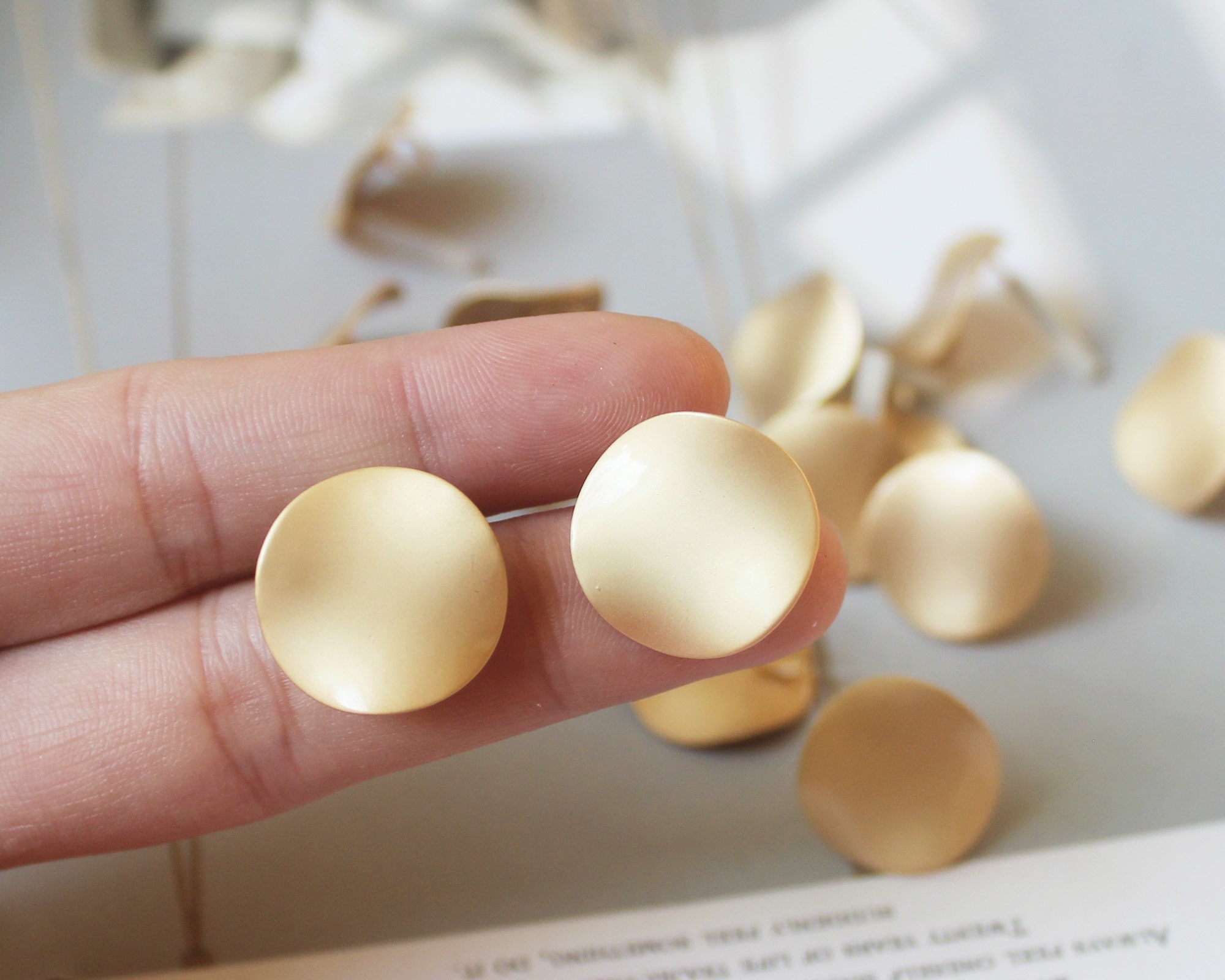 10PC Matt Gold Plated Round Circle Earring Ear Stud Statement Etsy