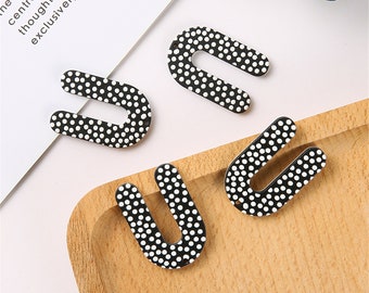 10pcs U shape Charms Geometric Cellulose Acetate Black and white polka dot acrylic Charm Jewelry Charm Diy Jewelry Accessories Minimalist