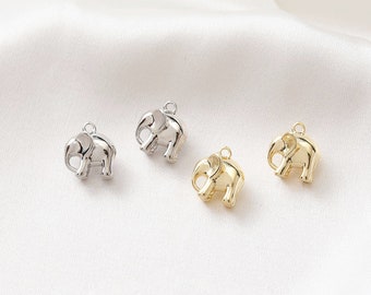 6pcs Real 18K Gold Plated Elephant Charm, Animal Charm, Elephant Drop,Jewelry Making
