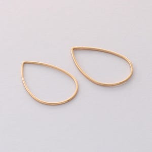 Real Gold Plated Teardrop Charm, Hollow Oval Pendant,Brass Finding,Earring Jewelry DIY Material