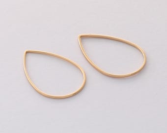 Breloque goutte en plaqué or véritable, pendentif ovale creux, laiton, bijoux pour boucles d'oreilles, matériel de bricolage