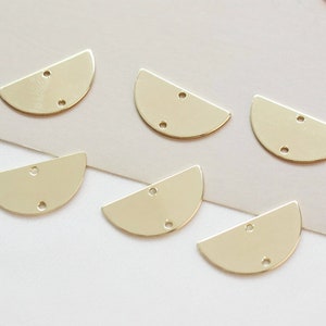10pcs Real 18K Gold Plated Semicircle Charm, Semicircle Connector, Link ...