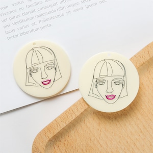 6pcs Cartoons Patroon Ronde Charmes Geometrische Cellulose Acetaat Charme Sieraden Charme Diy Sieraden Accessoires Minimalistisch