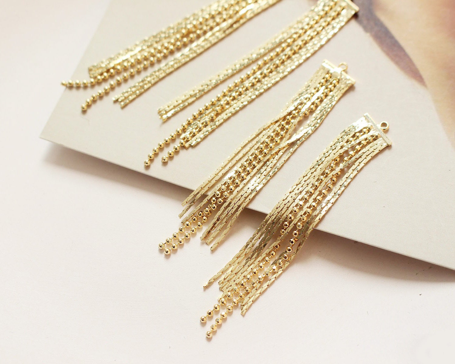 4PCS. 18k Real Gold Plated Tassel Charm Long Metal Tassels Etsy Australia