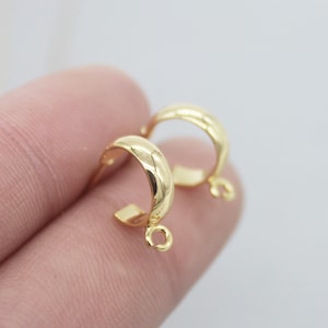 6pcs Real 18K Gold Plated Brass earrings,Ear Stud, Metal Post Earrings,Designer jewelry Finding, Earring diy