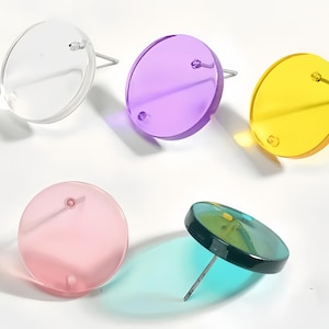 10 peças 20 mm redondo círculo acrílico brinco pino de orelha acrílico charme faça você mesmo acessórios de joalheria suprimentos de artesanato