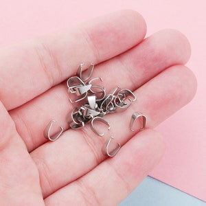 50pcs Stainless Steel Pinch Bails, Pendant Bails, Charm Pinch Bails, Pendant Holder, Gold Plated Findings, Connector
