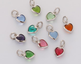 Colorful Glass Heart Charm Tiny Heart Pendant For Necklace Bracelet Jewelry Making Nickel-free and High Quality