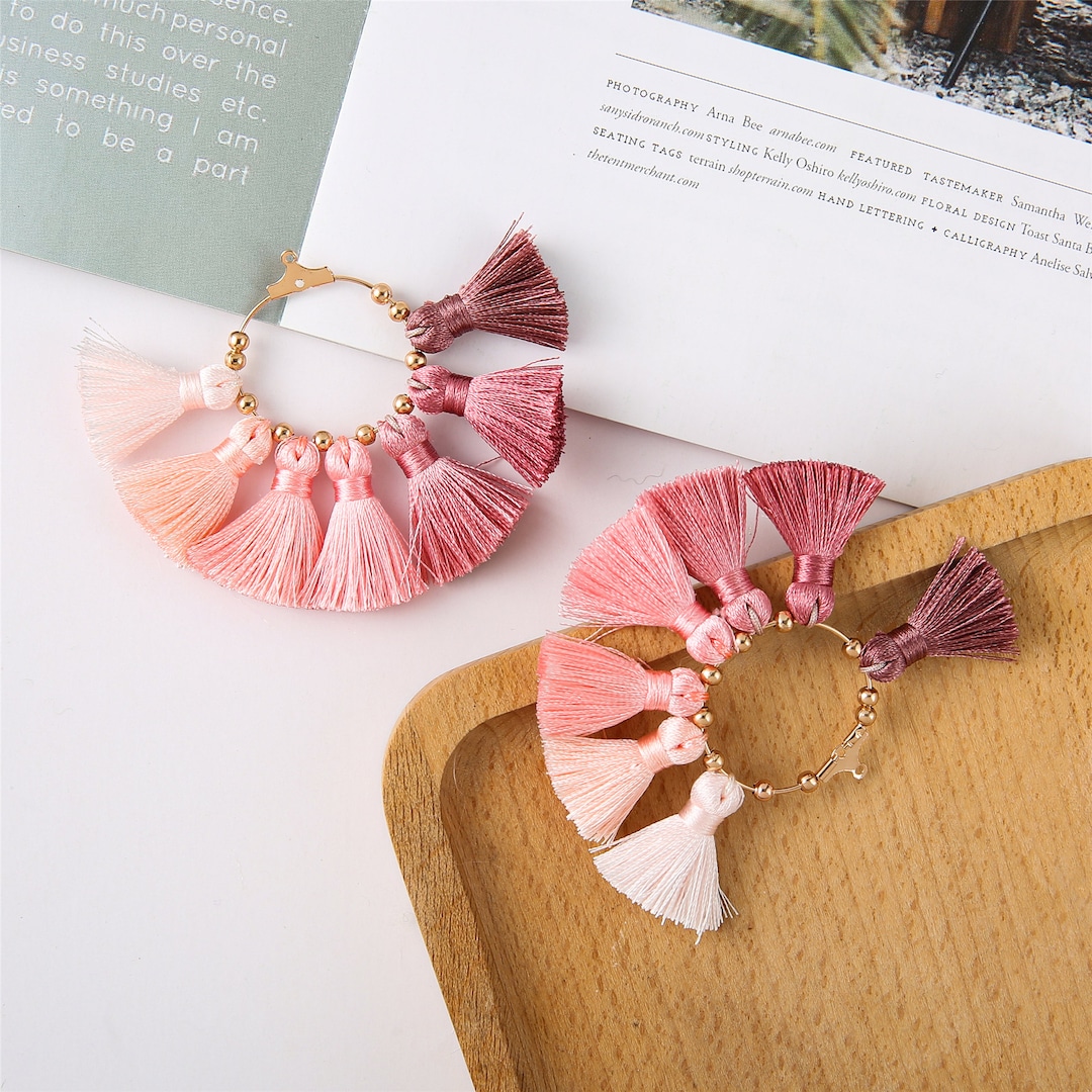 2pcs Colorful Silky Tassels,large Tassels,fan Tassels,statement Tassels