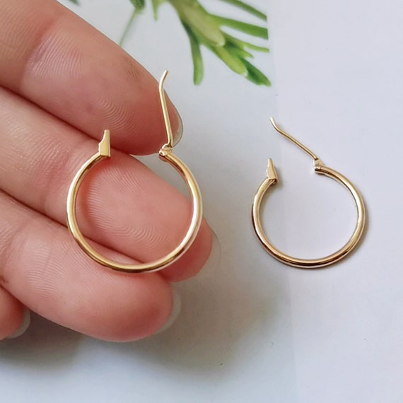 10pcs Real Gold Plated Wine Glass Charm Hoops, Circle Ear Hoop