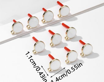 10PCS Enamel Round Circle Earrings Post, Gold Pad Ear Stud Earring Accessories Jewelry Making,High-Quality