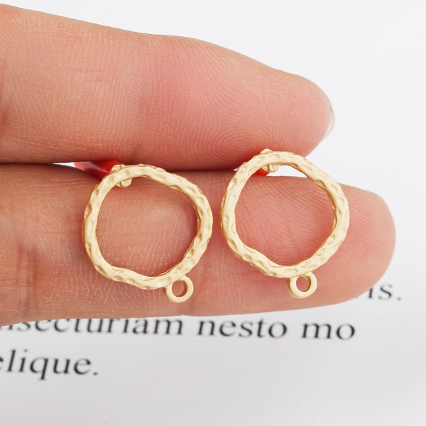 10PC Matt Gold Plated Circle Earring Circle Stud Statement Metal Earrings Earring Accessories Designer Jewelry Making