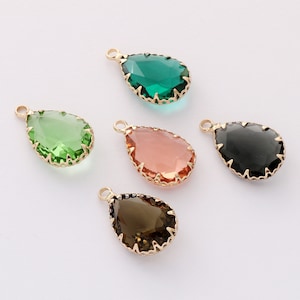 10pcs Clear Crystal Glass Charm Pendant,Large Faceted Lucite Beads,Teardrop Glass Pendant,Bezel Gemstone, wholesale prices,13*18mm