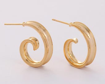 Real 18K Gold Plated Brass earrings,Ear Stud, Metal Post Earrings,Designer jewelry Finding, Earring diy