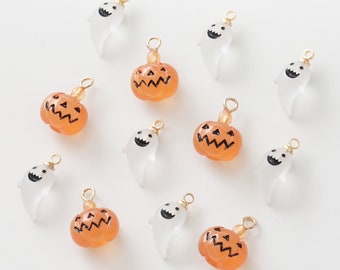 10PCS resina calabaza encanto, colgante de fantasma transparente, encanto de Halloween