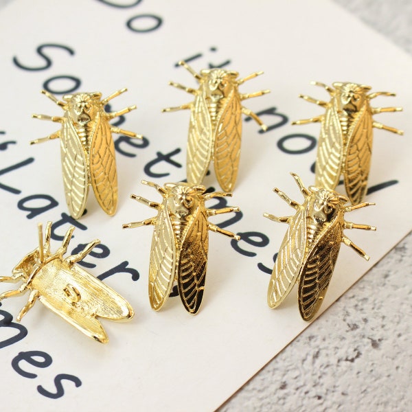 10pcs 18K Gold Plated Cicada Earrings, Statement Earrings, Animal, Finding, Earring diy