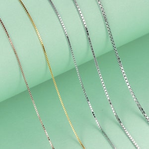 3pcs 18inch S925 Box chain necklace, gold/rose gold/silver box chain Chain Necklace With Round Clasp,Replace Necklace,S925 Chain Necklace