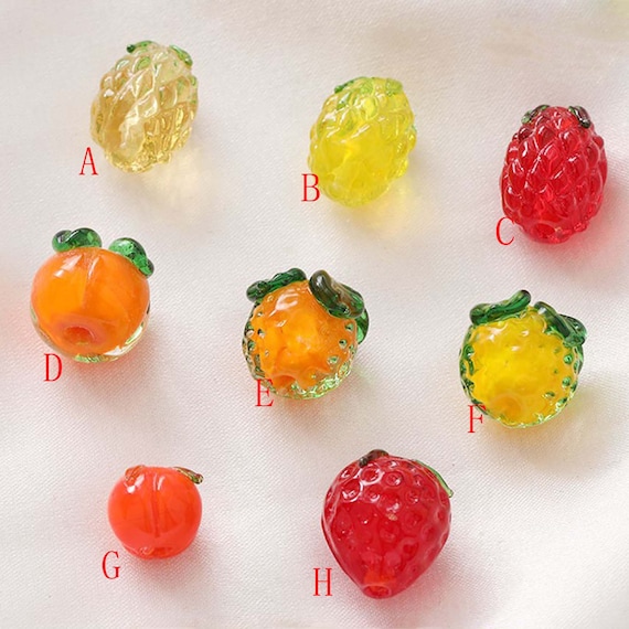 10PCS Glazed Strawberry Beads, Vintage Bead, Fruit, Glass Beads,bead  Findings 