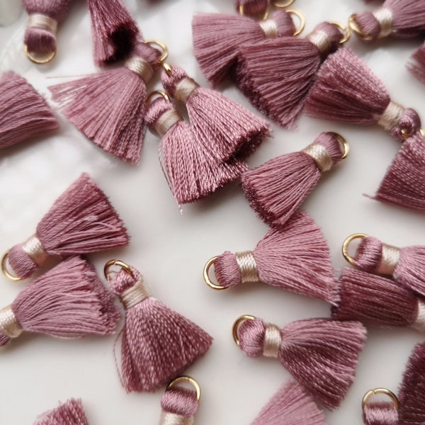 10pcs Dirty pink silk tassels,tiny silk tassels,2cm silky thread tassels,mini tassels,tassels charm for jewelry making,Wholesale tassels