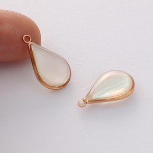 10pcs Teardrop Imitation Shell Charm, Teardrop Shell Pendant, Bezel Gemstone,Jewelry Making, Jewelry Accessories, Handmade DIY Material