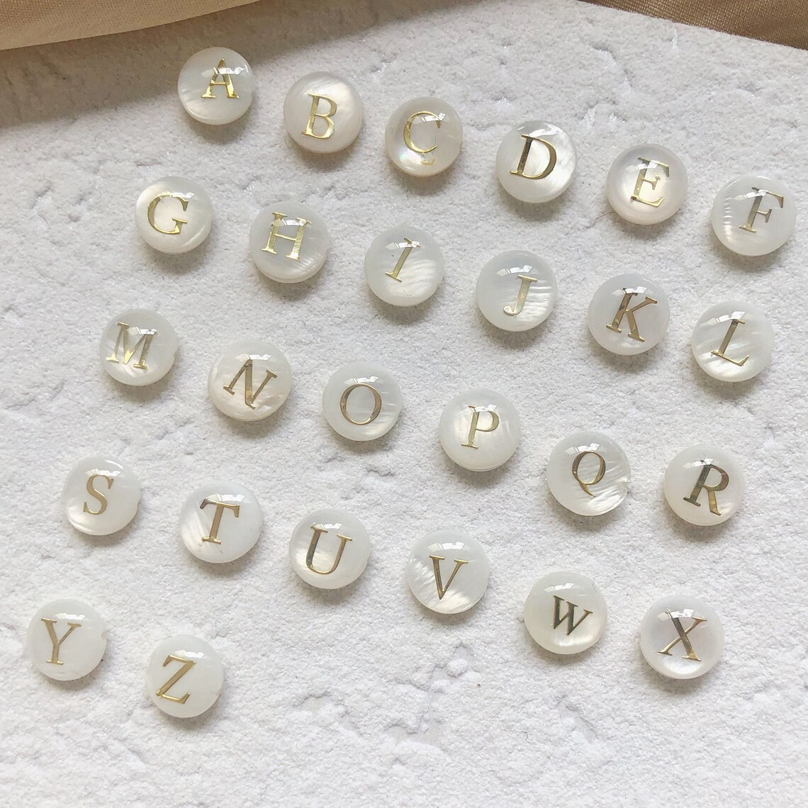 10pcs Freshwater Shell Bead Gilded Letters Charm Letter Etsy