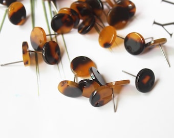 10pcs 12mm Round Acetate Celluloid Earring Ear Stud Cellulose Acetate Colorful Charm Diy Jewelry Accessories Craft Supplies