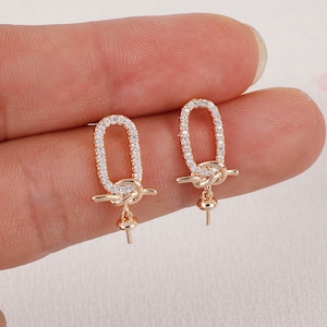 6PCS Real Gold Plated Brass Circle Earring Posts, CZ PAVE Circle Earring Stud,Zircon Round Ear Studs, Earring accessories