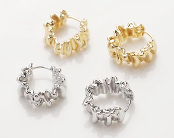 2 uds pendientes de aro gruesos chapados en oro Real, pendientes de sol, aros de oro grueso, pendientes de aro pequeños, hallazgos de joyería de diseñador, pendientes diy