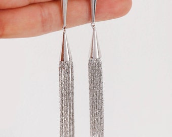 4pcs Real Gold Plated Tassel Earrings, Stick Bar Earring, High Quality, Nickel Free