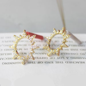 4 st äkta guldpläterade mässingszirkonörhängen med solörhängen i 925 sterlingsilver bild 3