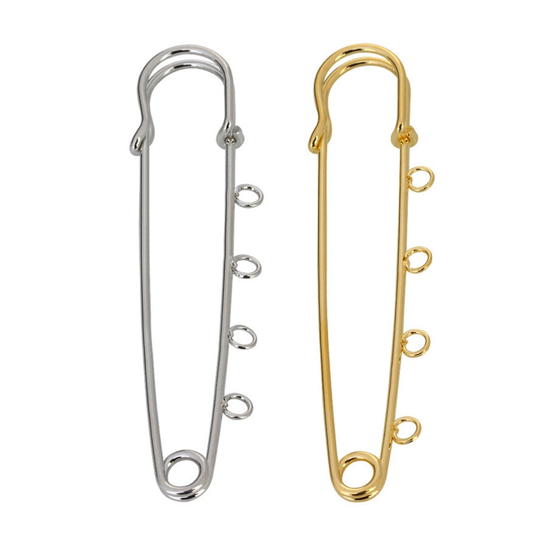 10PC Rhodium/gold Tone Pin With Loops,silver Kilt Pin,3.5 Inch,four ...