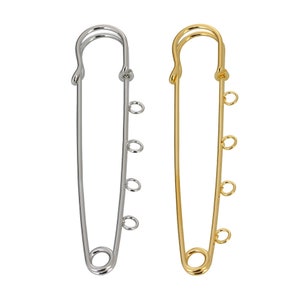 10PC Rhodium/Gold Ton Pin mit Schlaufen, Silber Kilt Pin, 3,5 Zoll, vier Loch Pin, große Sicherheitsnadeln, 4 Loop Pin, Charm Pin, Braut Pin, Broschen