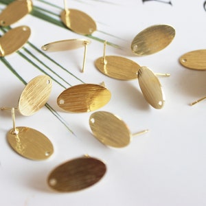 10PCS Real Gold Plated Brass Earring Posts- Earring Stud- Ear Stud Earring Accessories Jewelry Making