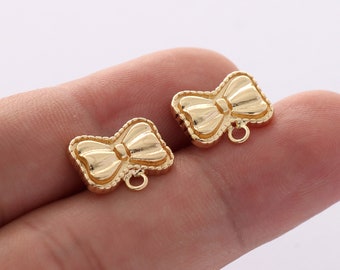 10pcs Real Gold Butterfly Earrings Stud, High Quality, Nickel Free