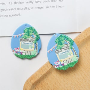 6pcs Cartoons Patroon Oval Charms Geometrische Cellulose Acetaat Charme Sieraden Charme Diy Sieraden Accessoires Minimalistisch