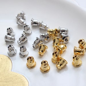 50PCS 18K Gold Plated Clutch Earring Backs,Backings,Silicone Ear Nuts,Ear Nuts,Earring Stopper Nuts,Safety Backs,Rubber Earring Back