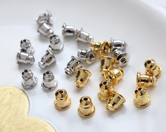 50PCS 18K Gold Plated Clutch Earring Backs,Backings,Silicone Ear Nuts,Ear Nuts,Earring Stopper Nuts,Safety Backs,Rubber Earring Back