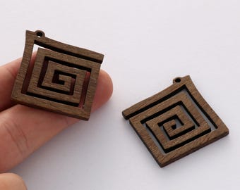 20 Cabochon Triangolari In Legno E Resina - 10 Colori - 15x14.5x3mm Per Gioielli Fai-da-te - 4