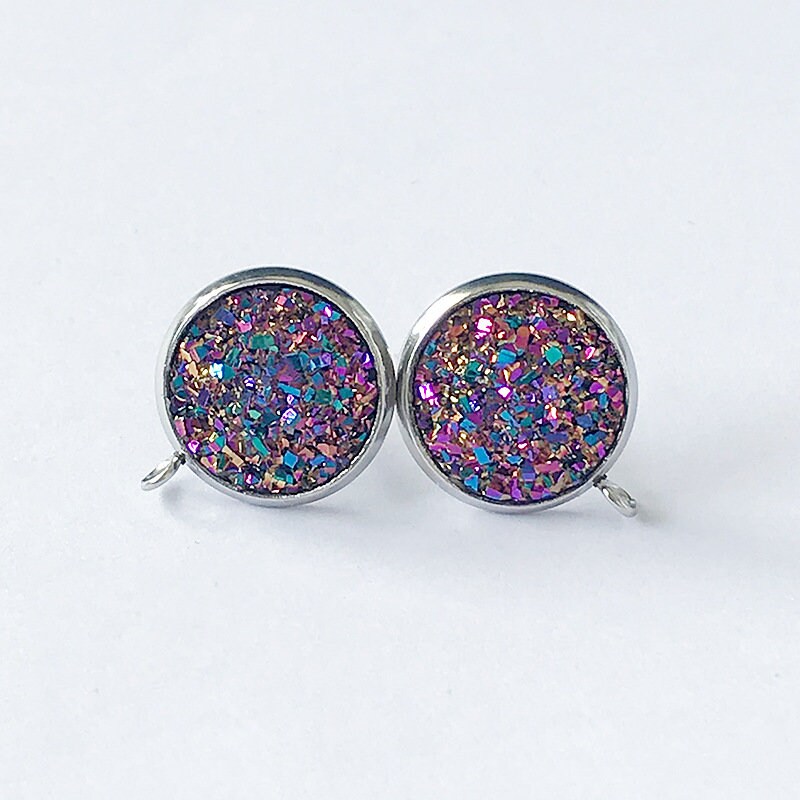 10pair Resin Druzy Earringsround Glitter Resin Cabochons | Etsy