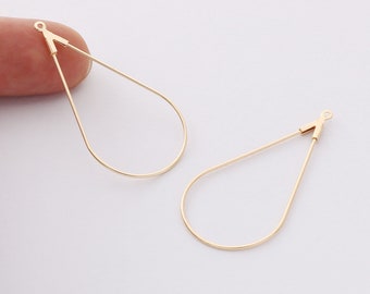 10pcs Real Gold Plated Large Teardrop Charm,Teardrop Beading Hoop,High Quality, Wholesale