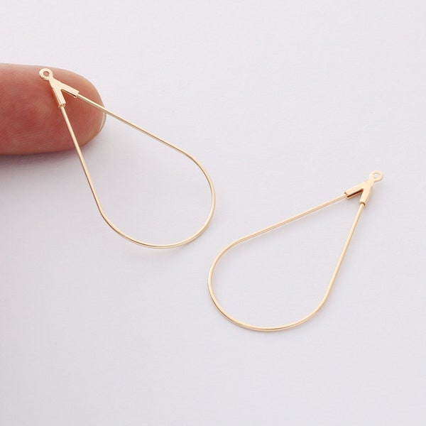 10pcs Real Gold Plated Large Teardrop Charm,Teardrop Beading Hoop,High Quality, Wholesale