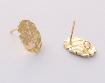 10pcs pendientes ovalados chapados en oro real con anillo, pendiente de perno de almohadilla, pendientes de disco de oro, pendientes de tendencia, accesorio de pendiente