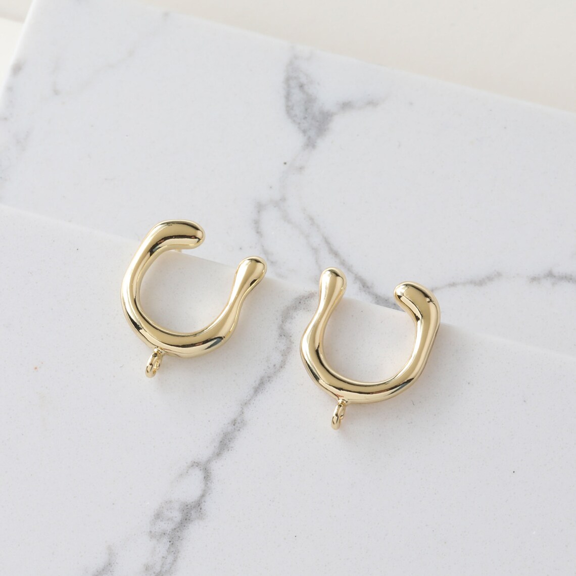 5pair Real Gold Plated Horseshoe Earring Posts Semicircle Ear Etsy