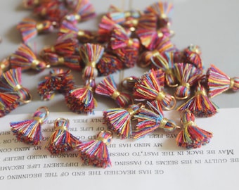 10pcs bunte Quasten, kleine Baumwolle Thread Quasten, 1,5 cm Faden Quasten, Mini Quasten, Quasten Charme für Schmuck machen, Großhandel Quasten