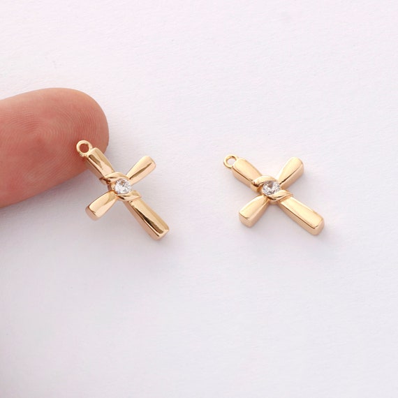 Dij De Cruz Coloridos De Circón Con Incrustacion De Latón Chapado En Oro De 14 Quilat Para Bricolaje, Encanto De Fe Religiosa, Collar, Accorios Para Hacer Joyas - AliExprs 36