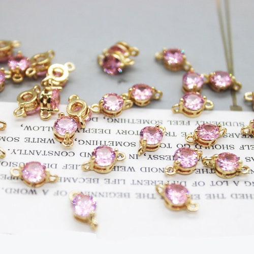 10PCS Gold Plated Tiny Cubic Zirconia Charm510mmpink Round - Etsy